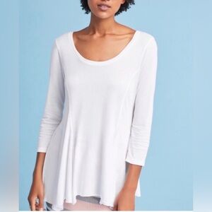 ANTHROPOLOGIE T.La WOMEN'S WHITE KERCHIEF TOP TEE SzXS (k11)